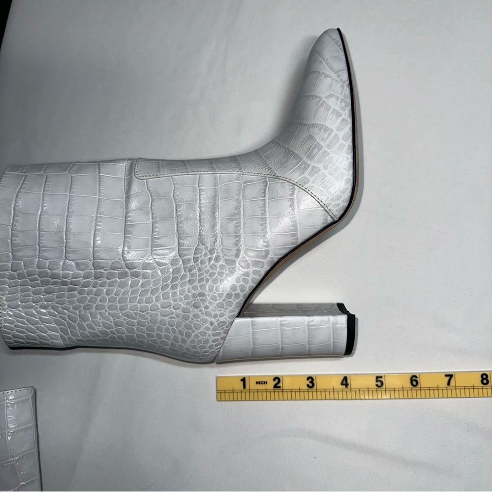Paris Texas White Grigio Perla 9.5 Crocodile Embossed Leather Boots Celebrity - Picture 12 of 12